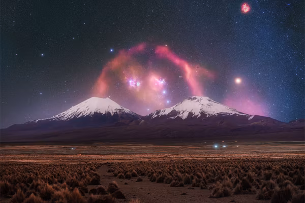 Barnards Loop over Twin Volcanoes